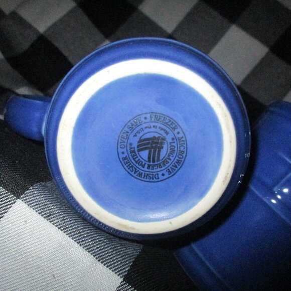 2 Longaberger Pottery Woven Traditions Cornflower Blue Coffee 12oz… - Picture 4 of 5